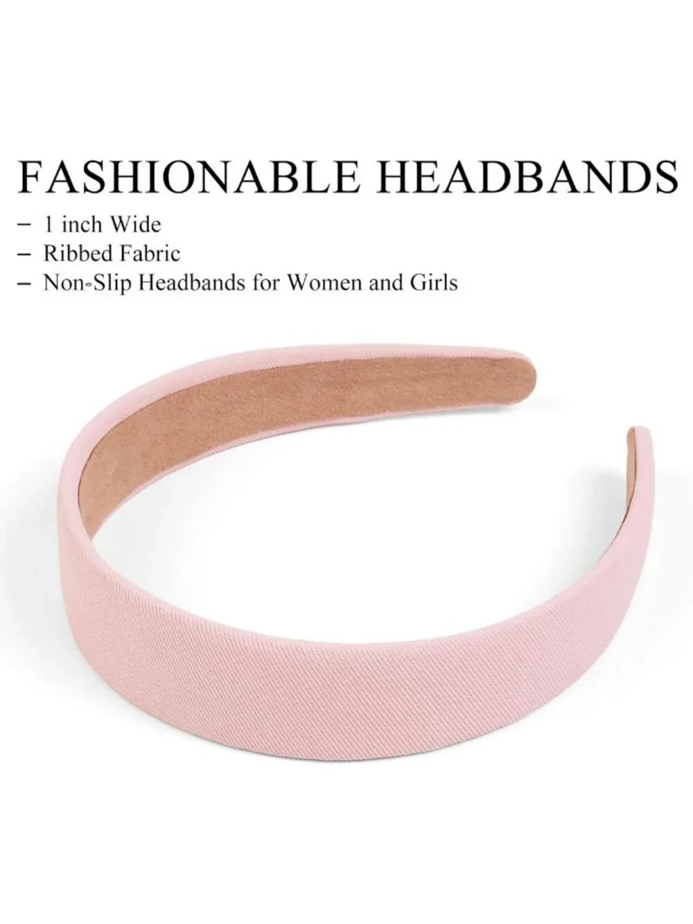 Trendy Non-Slip Pink Headbands for Women | 1-Inch Wide Cute Hair Accessories